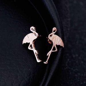 Rose Gold Flamingo Stud Earrings